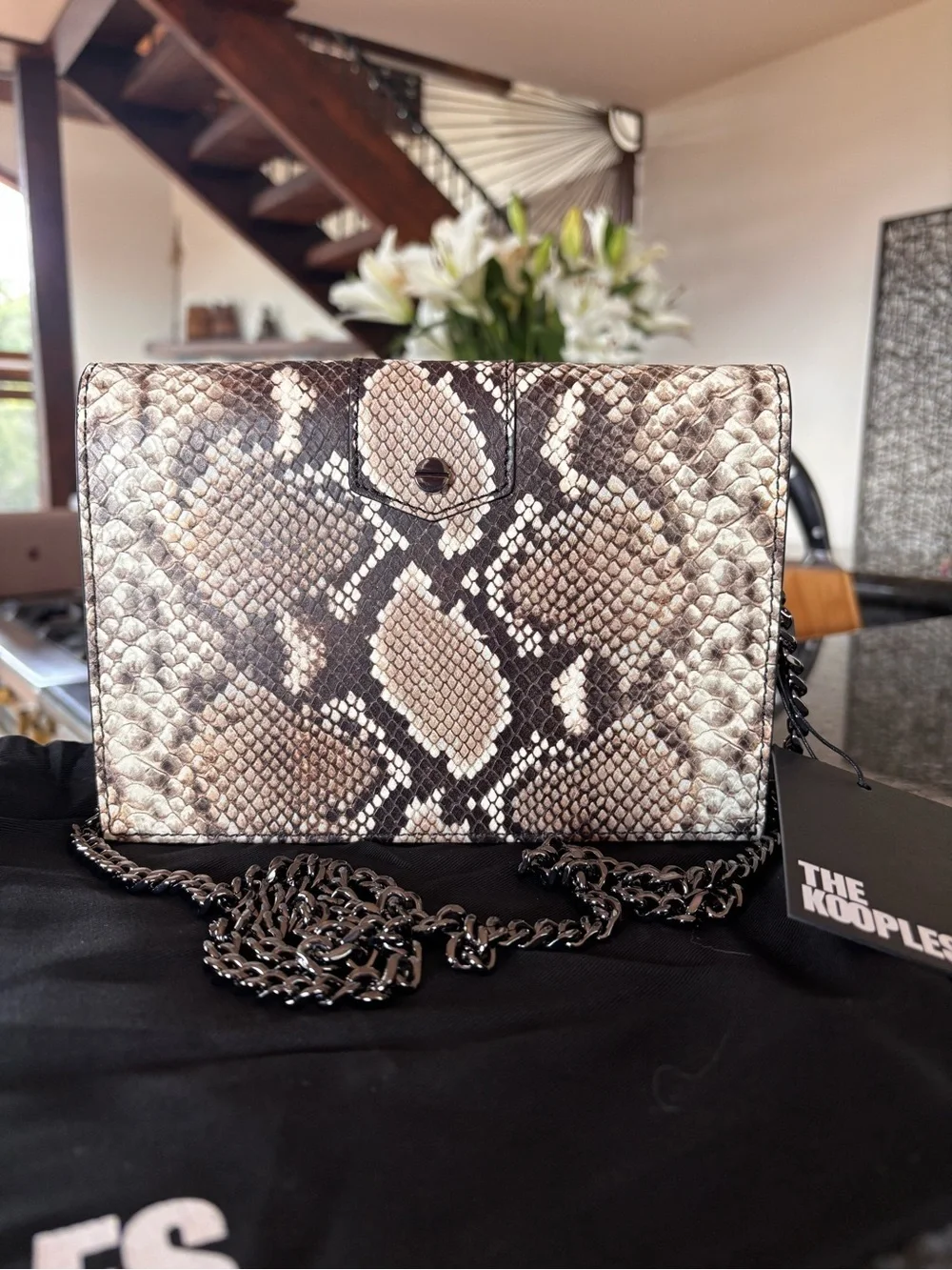 THE KOOPLES Emily Python Embossed Calf Leather Pouch Bag NWT MSRP $300